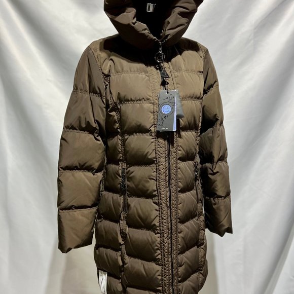 New Duck Down Flash Geo Super Warm Winter Coat & Puffer Jacket Large in Tan - Picture 5 of 14